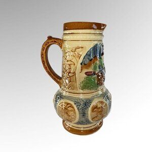 Vintage Hand Painted Japan Pitcher 10.75”T